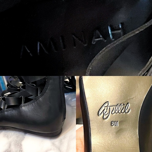 Aminah Abdul Jillil Riyka Gladiator Sandal Black Leather Size 8 GUC - Picture 5 of 10